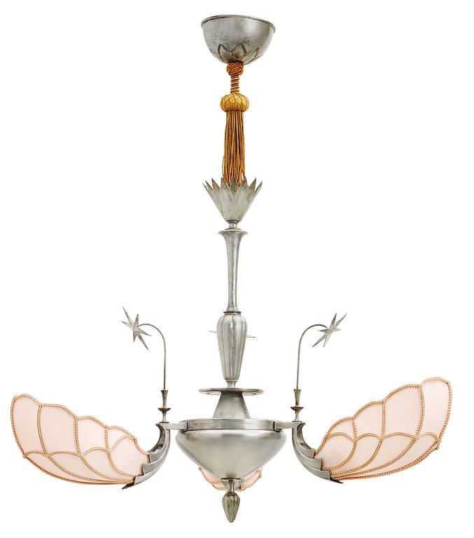 A pewter chandelier by unknown artist, Sweden 1920's.