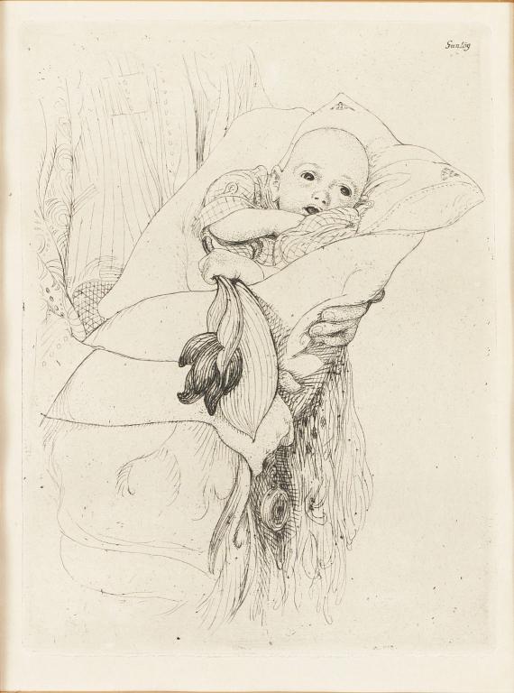 Carl Larsson, "Gunlög gratulerar morfar".