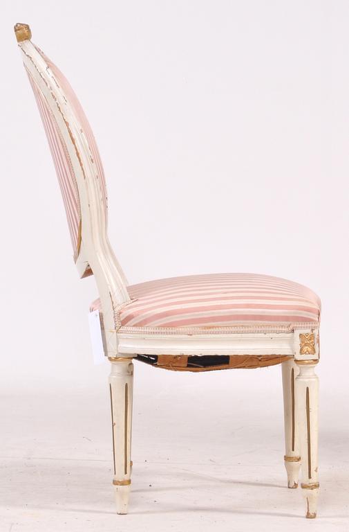 SOFFA samt STOLAR, ett par, gustaviansk stil, 1900-talets första del.
