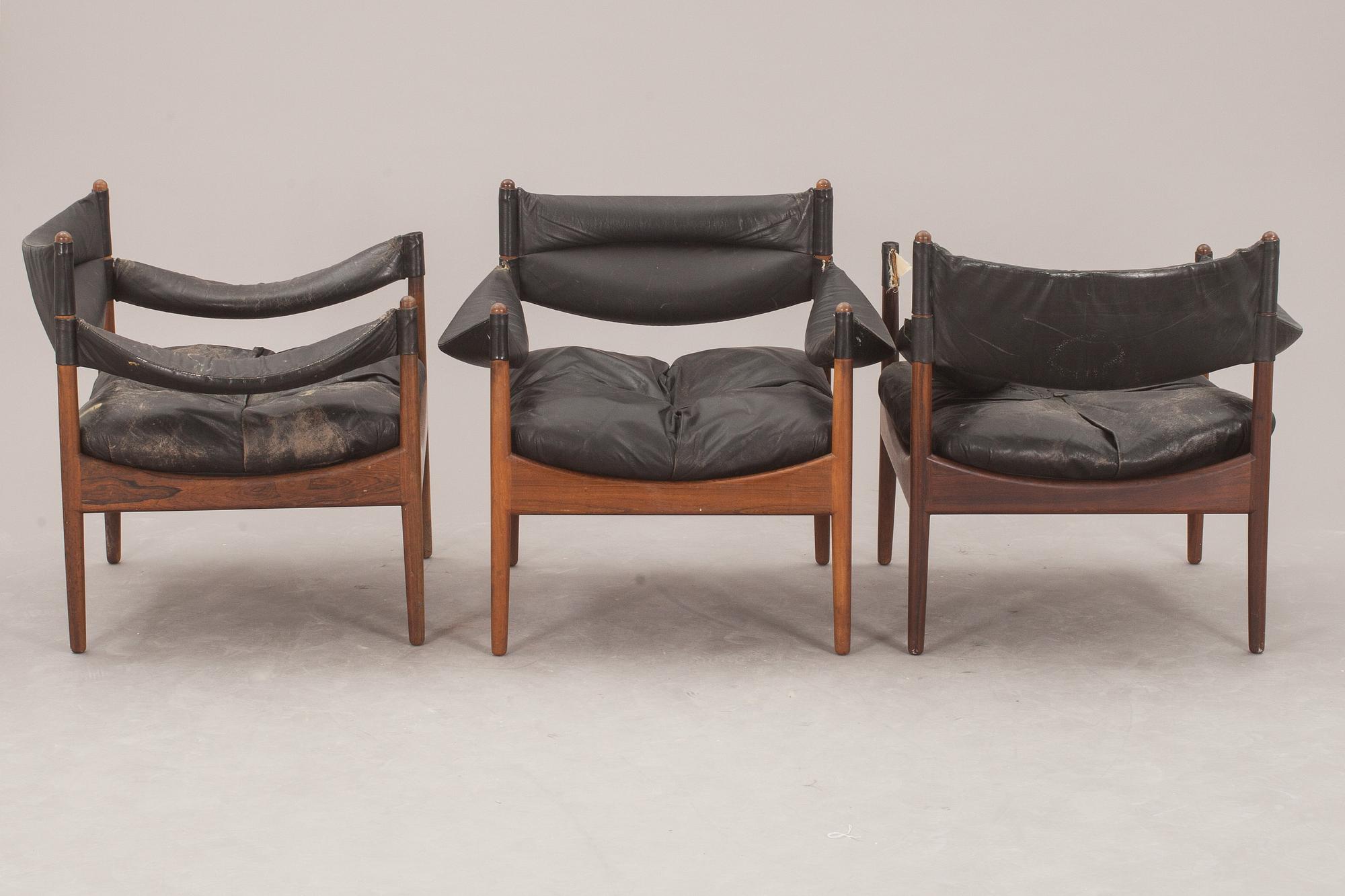 KARMSTOLAR, 3 st, Kristian Vedel, "Modus", Danmark, 1960-tal. CITES-intyg medföljer.