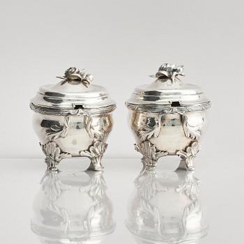 A pair of Swedish 18th century silver sugar bowls, marks of Henrik Wittkopf the younger and Pehr Zethelius, Stockholm.