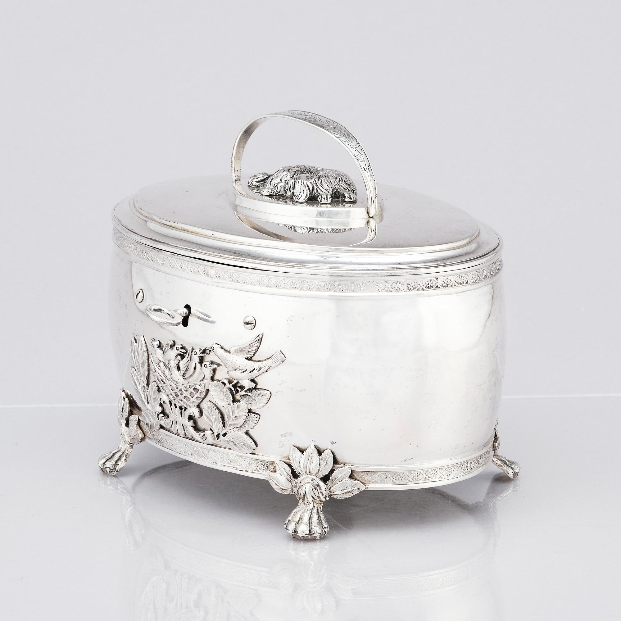 A Swedish 19th century silver sugar-casket, marks of Henrik Christoffer Klint the younger, Stockholm 1817.
