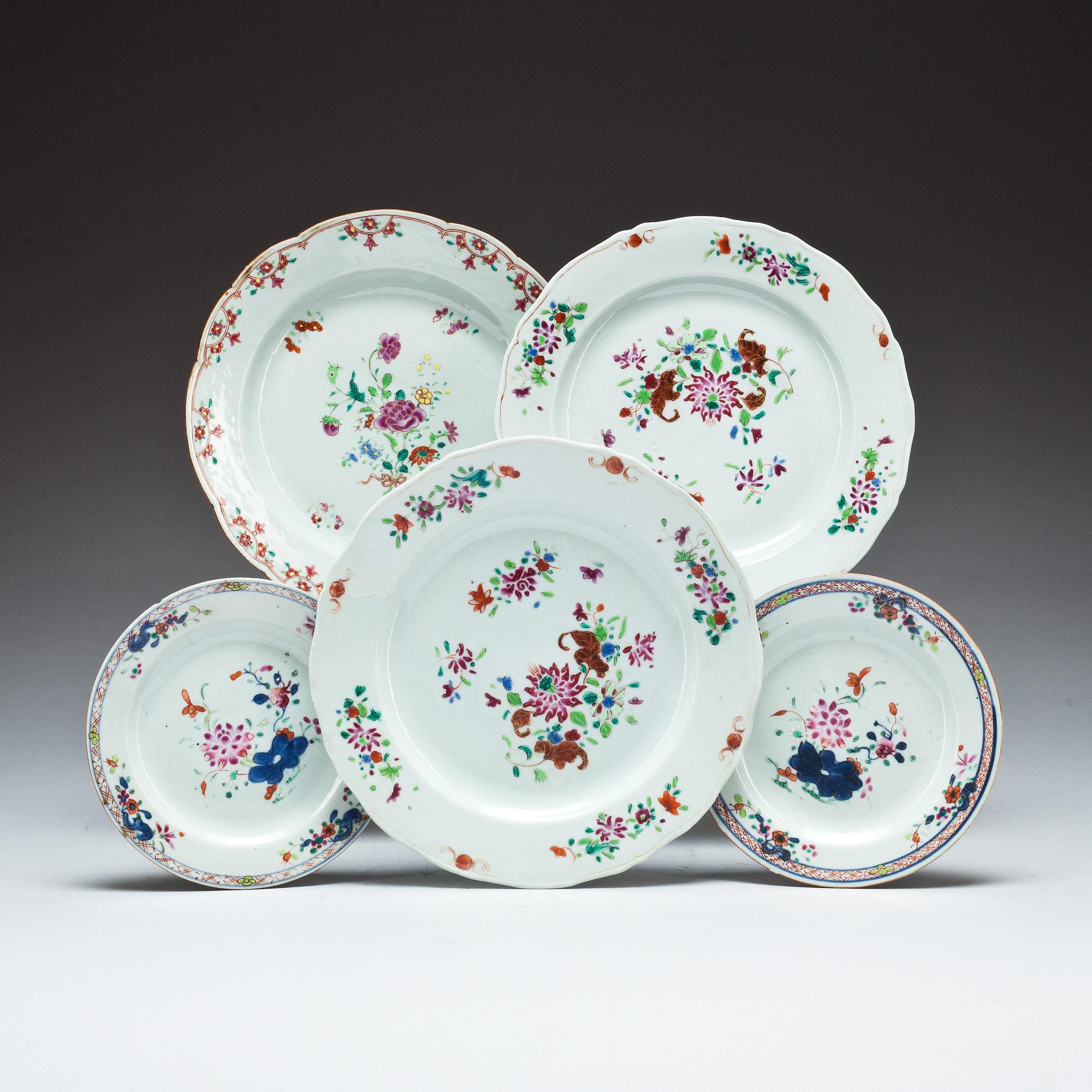 TALLRIKAR, 2+2+1,  porslin, Kina, 1800-tal.