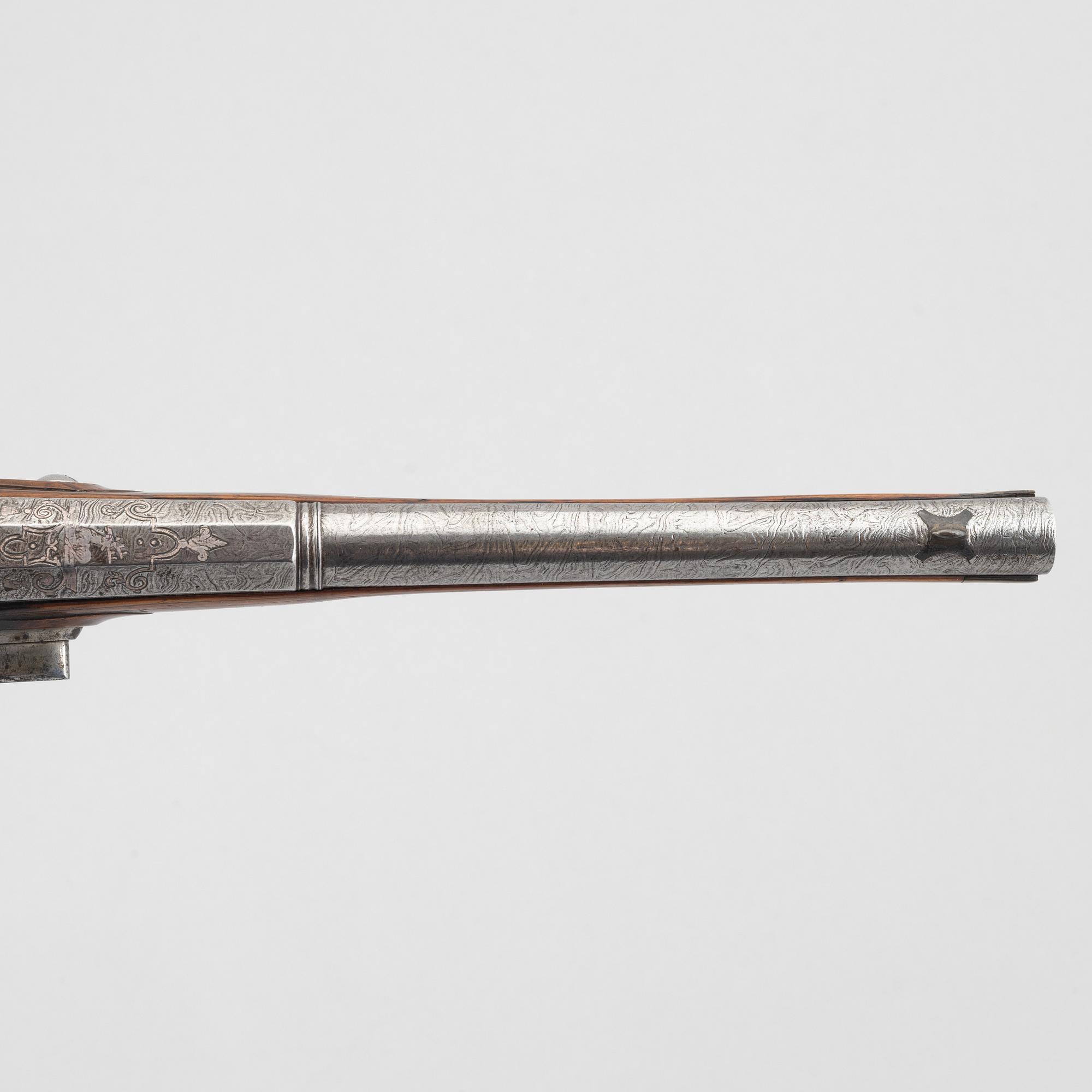 Flintlåspistoler, ett par, Joakim Rosenberg, Stralsund, 1700-talets första hälft.