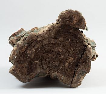A seated wooden figure of Guanyin, presumably Ming dynasty (1368-1644).