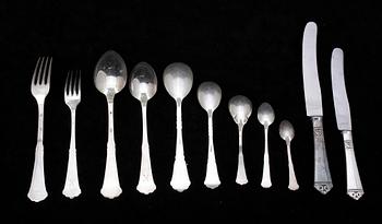 BESTICKDELAR, 75 st, silver, bla Christian F. Heise, Köpenhamn, 1900-talets första hälft.  Tot vikt ca 1700 g.