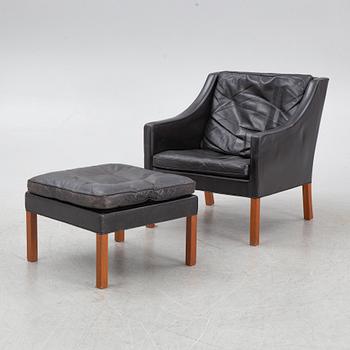 Børge Mogensen, a model 2207 armchair with ottoman, Fredericia Stolefabrik, Denmark, second half of the 20th century.