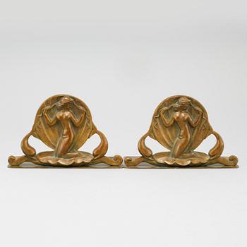 A pair of bronze bookends from Ystad Brons, first half fo the 20th century.