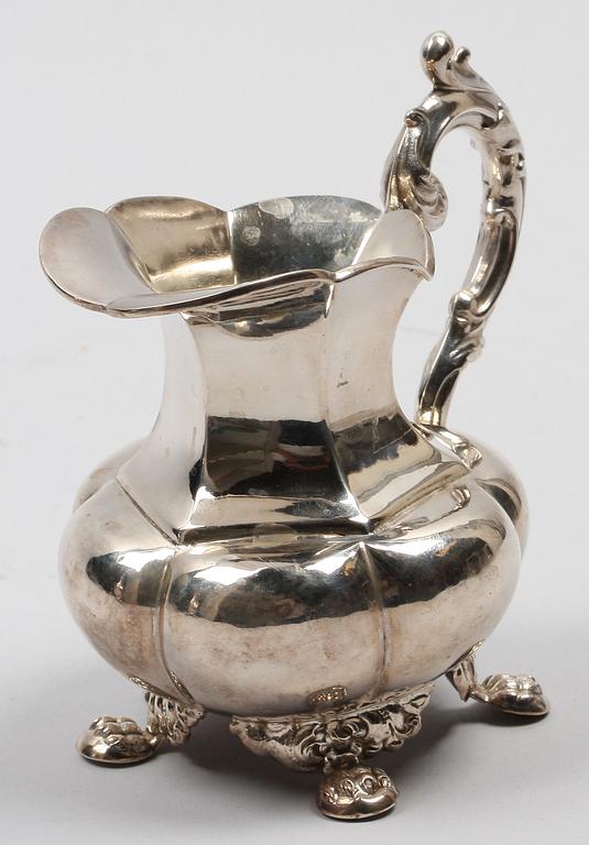 GRÄDDKANNA, silver, nyrokoko, Johan Pehr Rönbäck, Göteborg 1856.