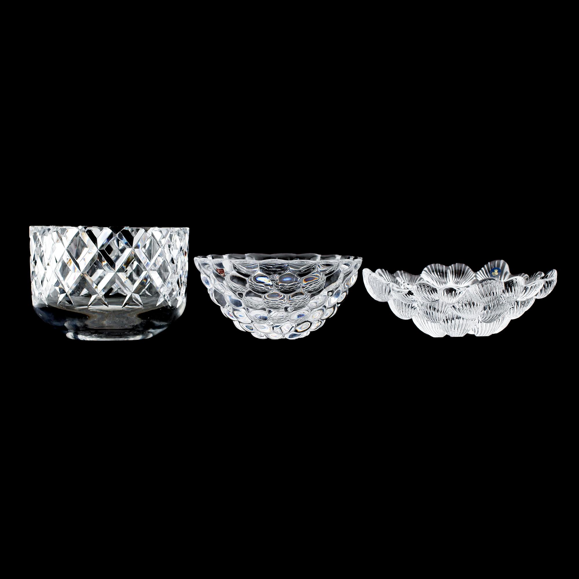 SKÅLAR, 3 st, glas, bl a Orrefors, 1900-talets andra hälft.