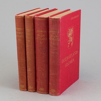 BÖCKER: Östergötlands Historia, Anton Ridderstad, 1914, 1917, 1918 och 1920, fyra volymer.