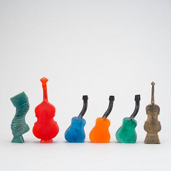 KJELL ENGMAN, 6 glass sculptures "The Band", Kosta Boda.