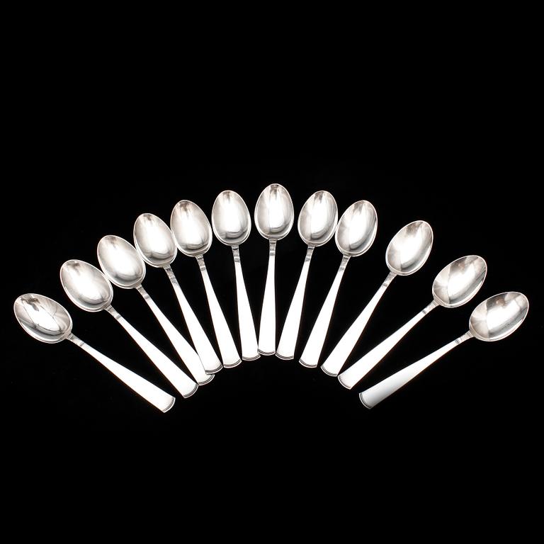 BESTICKSERVIS, 102 delar, silver, "Rosenholm", GAB, Stockholm, bland annat 1976. Vikt ca 2177g.
