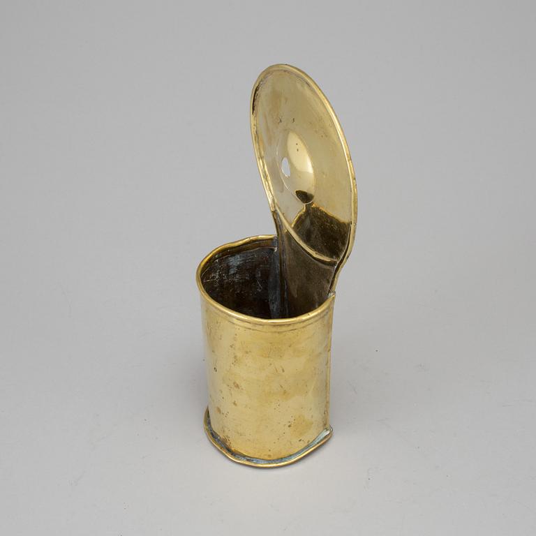 A 18th century brass spoon holder.