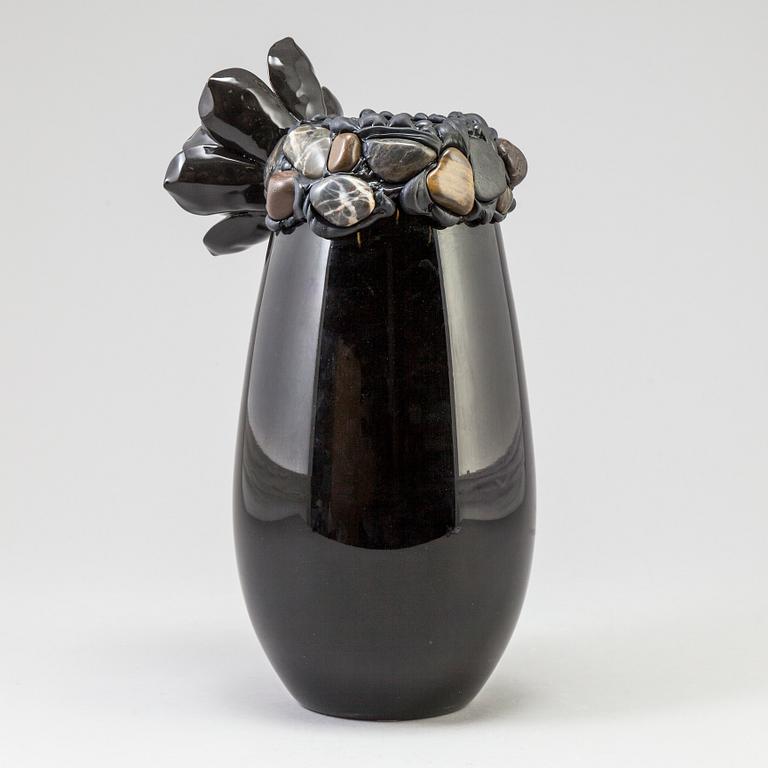 ZANDRA AHL, vase in mixed media, signed with label.