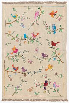 Matta, handbroderad Kelim, 178 x 120 cm.