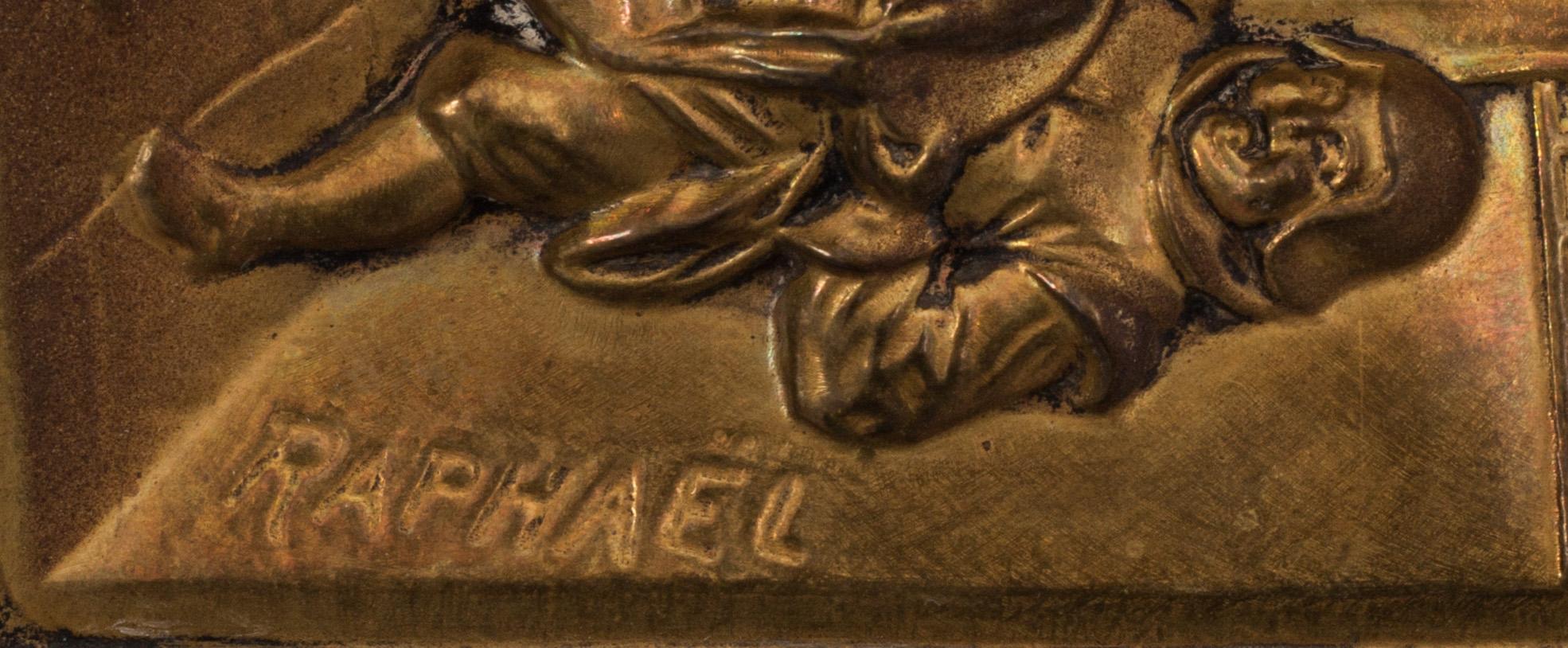 VÄGGRELIEFER, mässing, Frankrike, ett par.