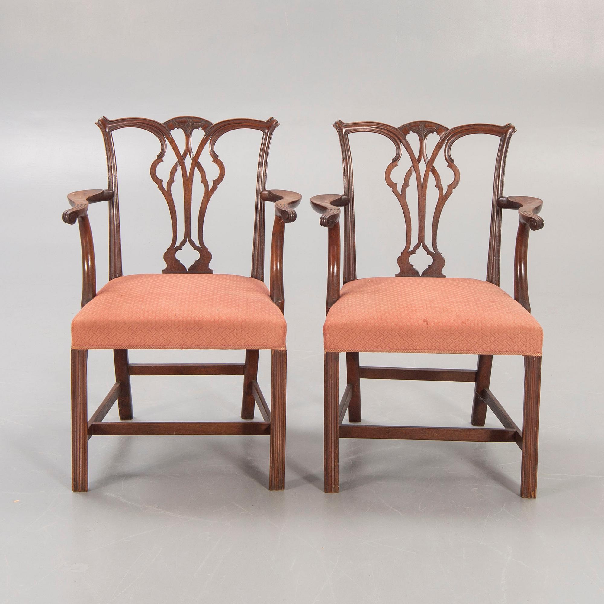 A pair of Chippendale mahogany chairs.