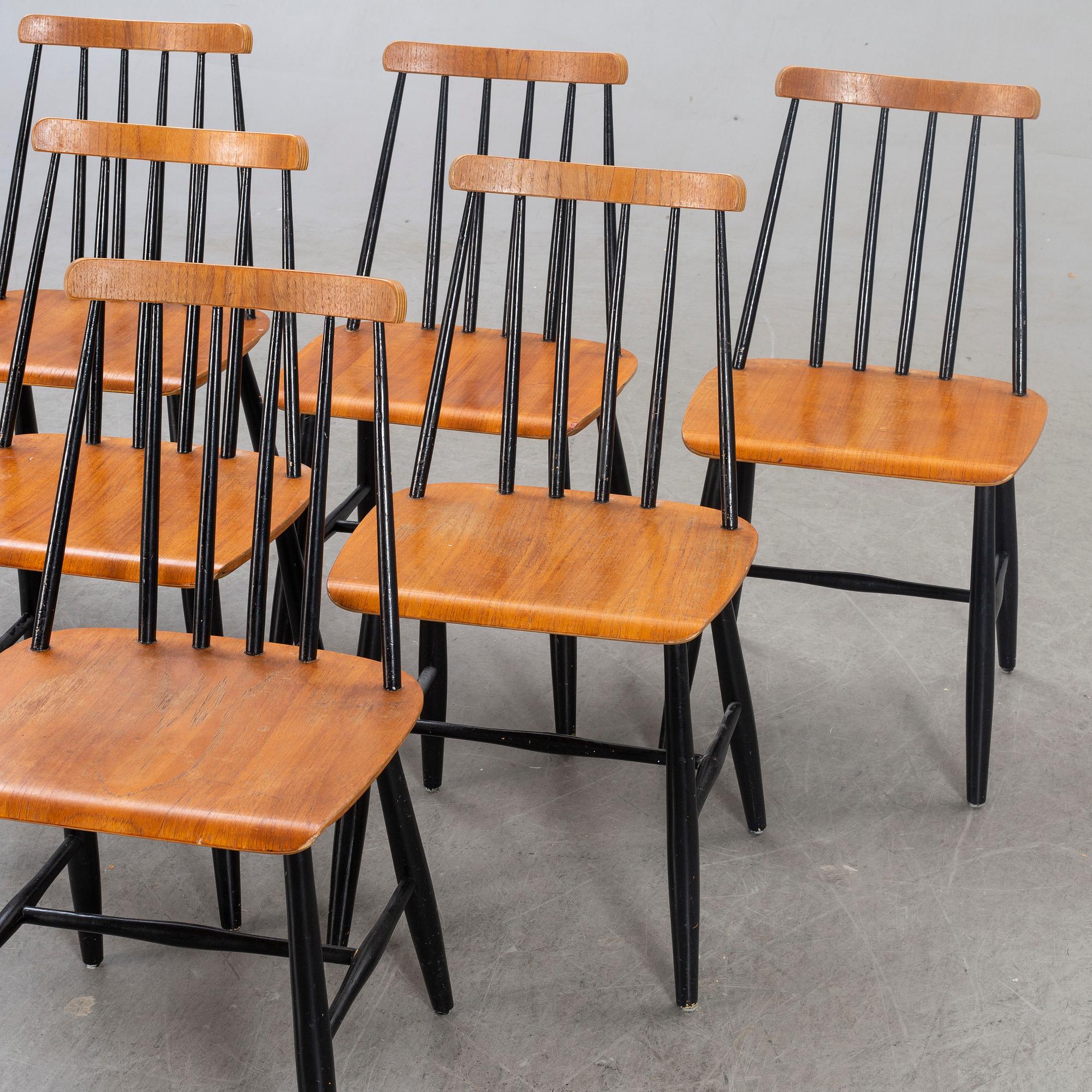 Chairs  6 pcs, Kährs, Nybro, 1970s.