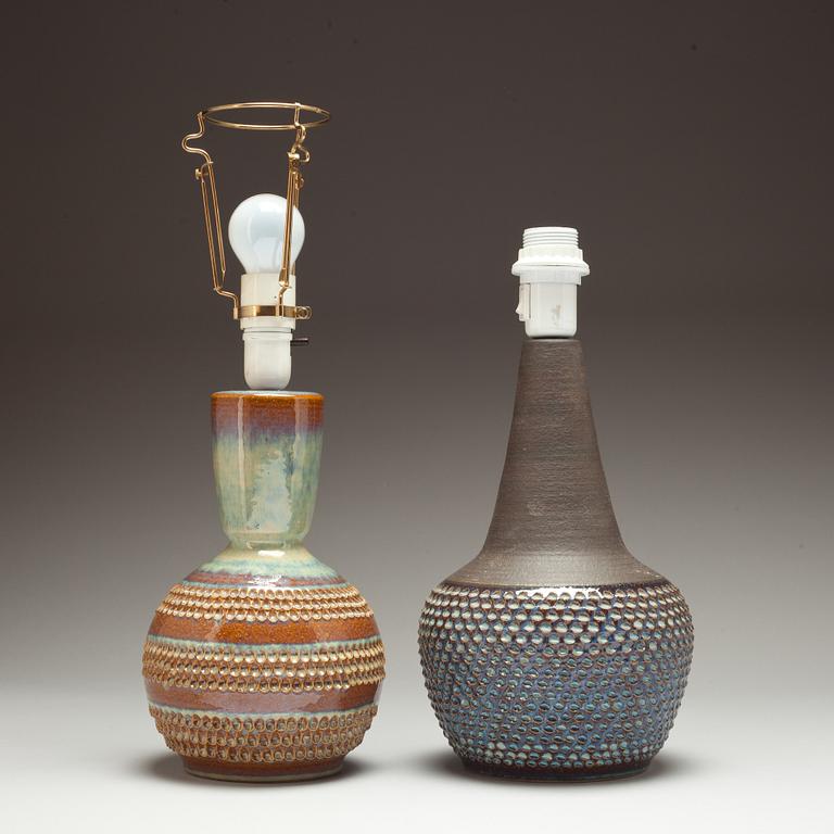 BORDSLAMPOR, 2 st. Stengods. Bornholm Danmark. 1960-tal.