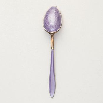 A Set of Silver and Enamel Mocha Spoons, mark of David Andersen, Oslo, Norway, first half of the 20th Century.