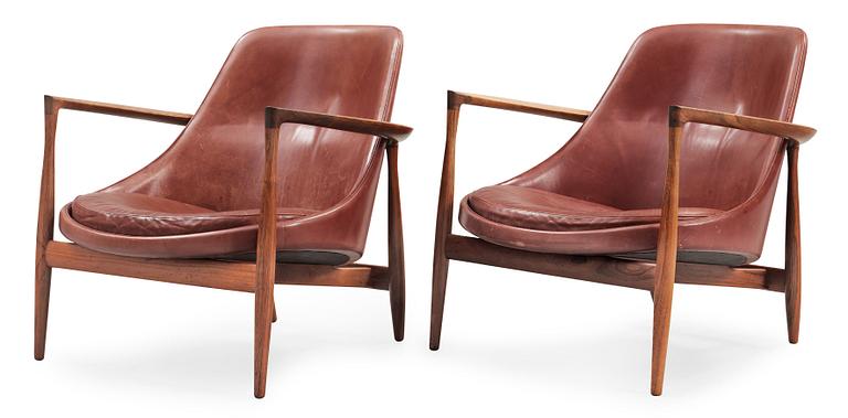 A pair of Ib Kofod Larsen 'Elisabeth' easy chairs, Christensen & Larsen, 1950's-60's.