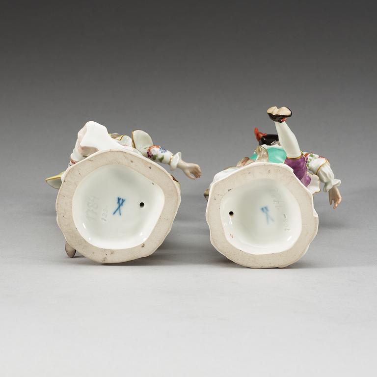 FIGURINER, ett par, porslin. Meissen, 1920-tal.