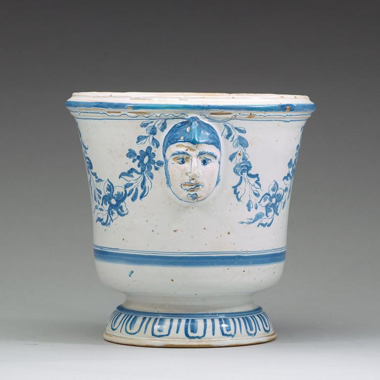 A Swedish Rörstrand faience flower pot, dated St 2/2 (17)53.