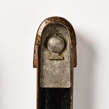 A Qajar papier-mâché polychrome lacquer Qalamdan, Persia, first half of the 19th century.