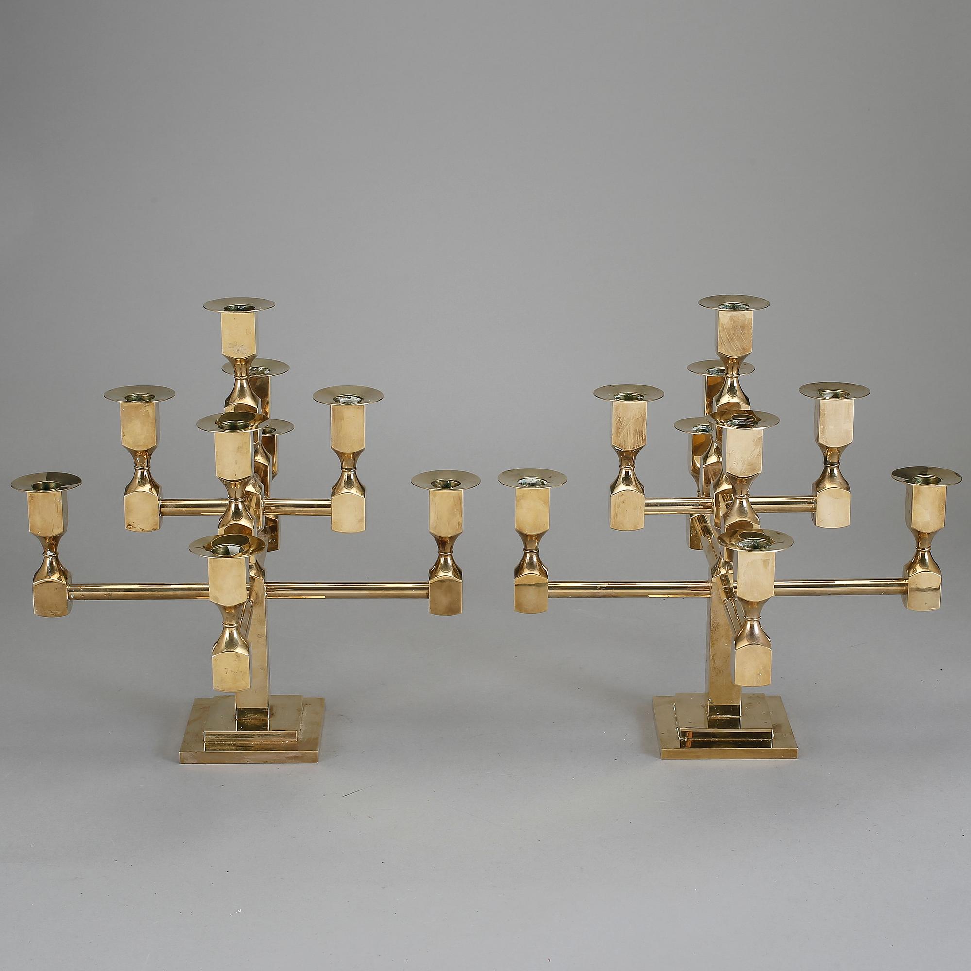 KANDELABRAR, ett par, mässing, Gusum, 1900-tal.