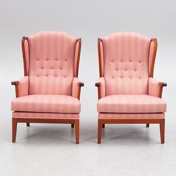 Carl Malmsten, a pair of 'Husfadern' armchairs, OH Sjögren 1988.