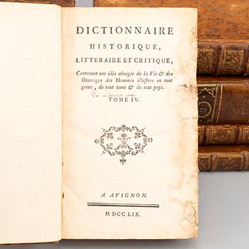 Eight leatherbound books, 18th century.