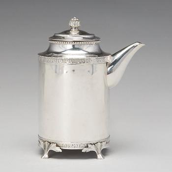 Johan Abraham Hallard, kaffekanna, silver, Stockholm 1788. Gustaviansk.