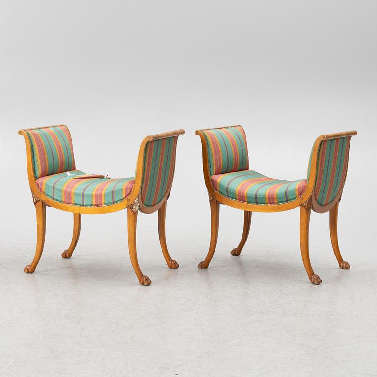 Stools, a pair of Empire style, 19th century.