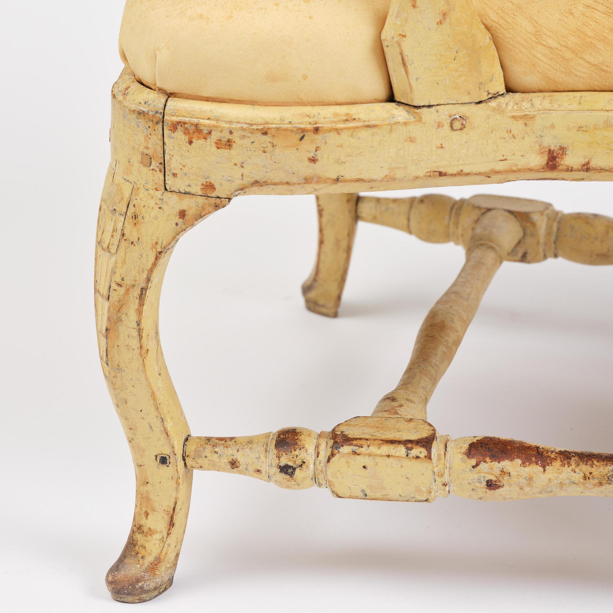 A pair of rococo open armchairs, Stockholm, later part 18th century.