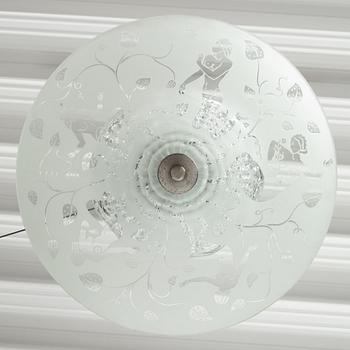 Edward Hald, a model 'HD 8581' ceiling light, Orrefors, 1940's.