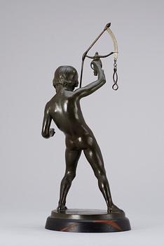 An Hugo Elmqvist patinated bronze letter balance, circa 1900.