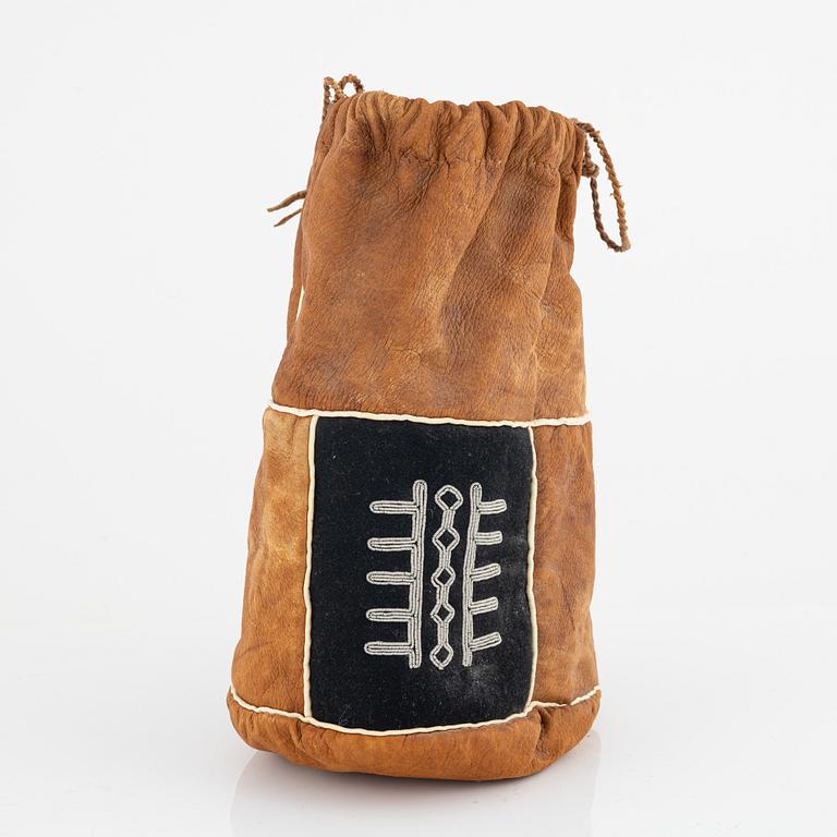 Five Sami leather items, second half of the 20th century.