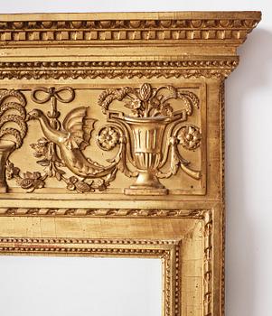 A late-Gustavian giltwood mirror, Stockholm, late 18th century.