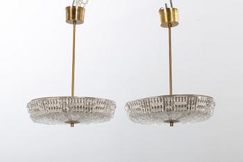 A PAIR OF CEILING LAMPS BY CARL FAGERLUND FOR ORREFORS.