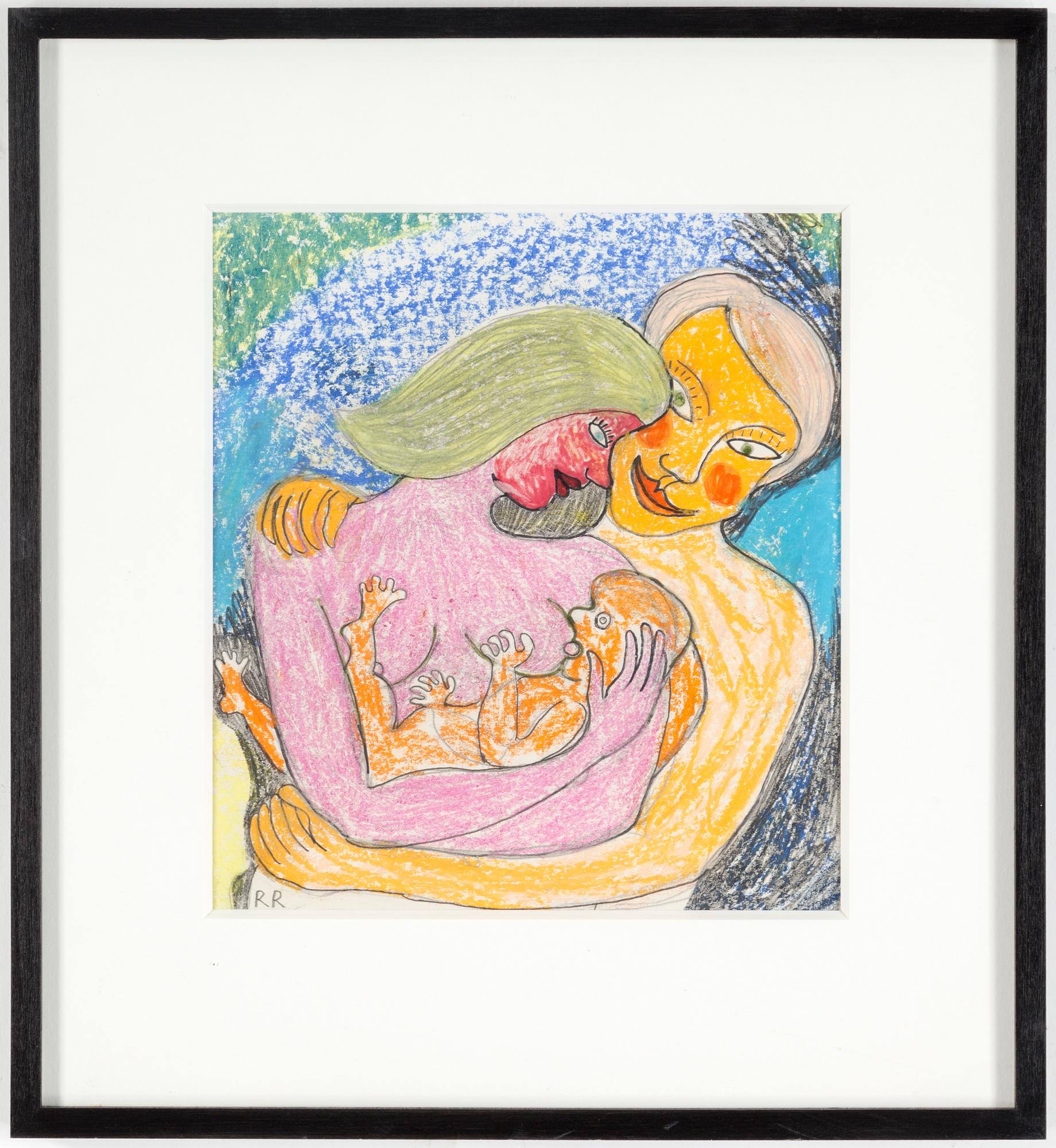 ROGER RISBERG, crayon and pencil on paper, signed RR.