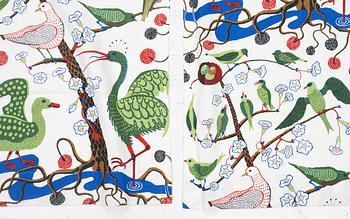 Josef Frank, curtains, a pair, "Green Birds", Svenskt Tenn.