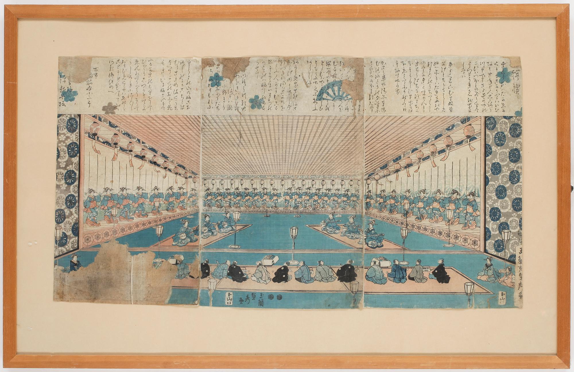 TRÄSNITT, två stycken, Japan, 1800-tal.