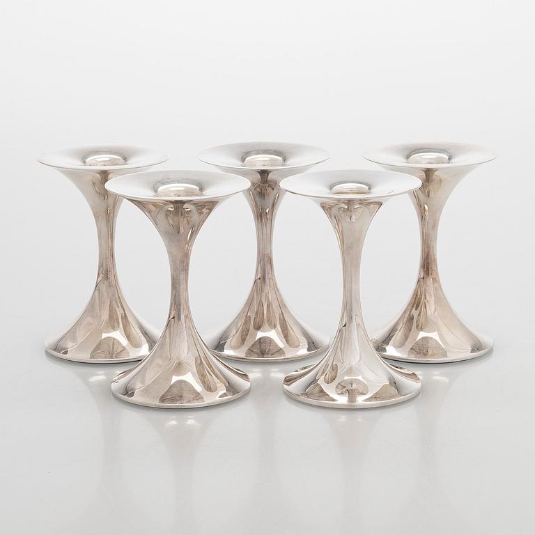 Tapio Wirkkala, ljusstakar, 5 st, silver, "Trumpetti", Kultakeskus, Tavastehus 1996-2011.