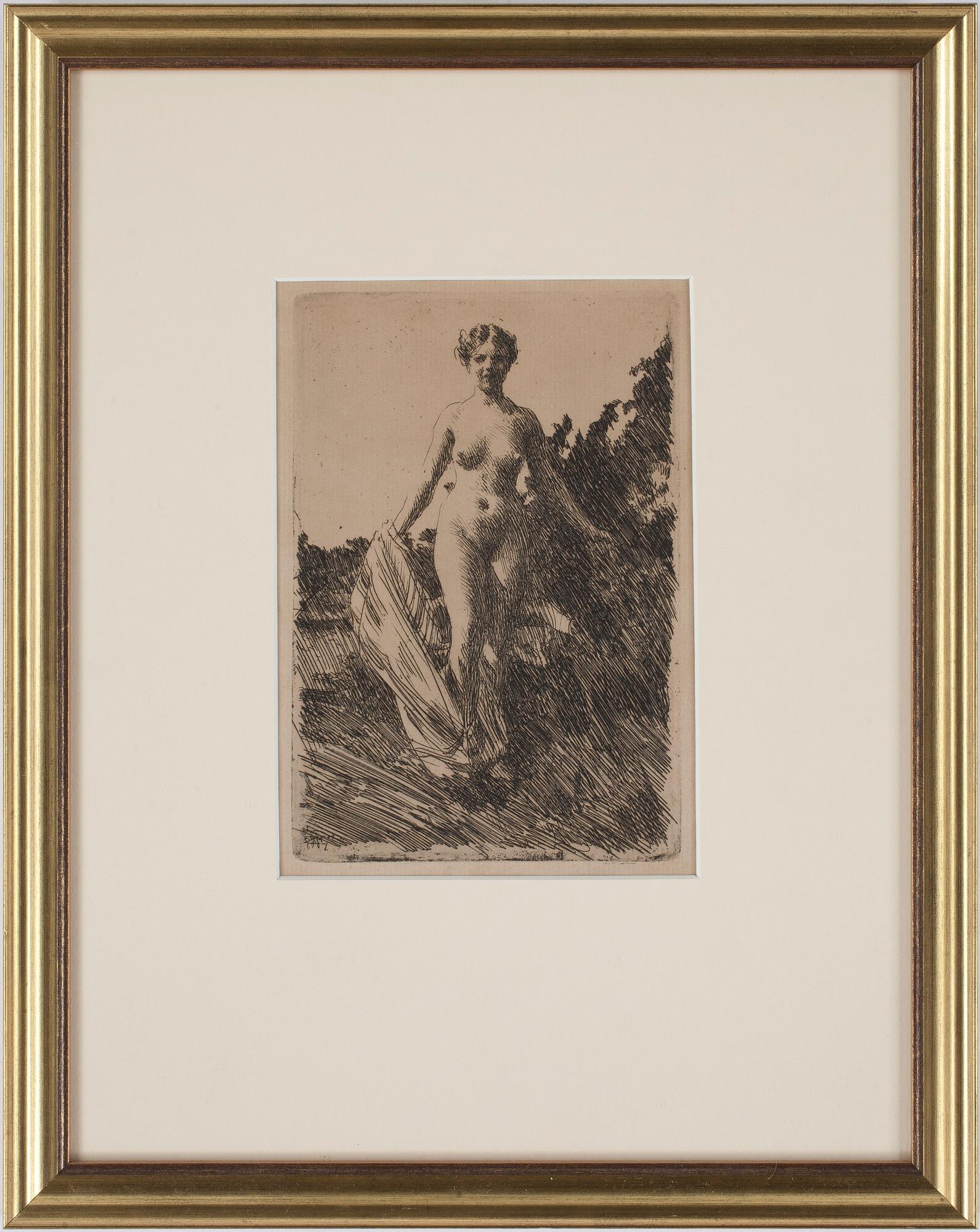 ANDERS ZORN, etsning, monogramsignerad och daterad 1907 i tryck.