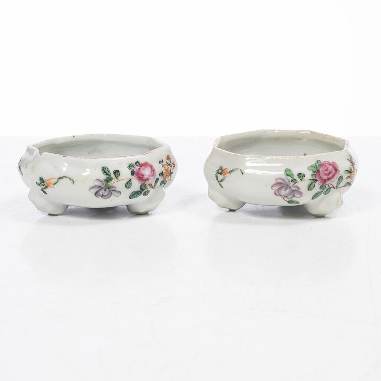 Parti Famille Rose-porslin, 5 delar, kina, Qianlong (1736-95).