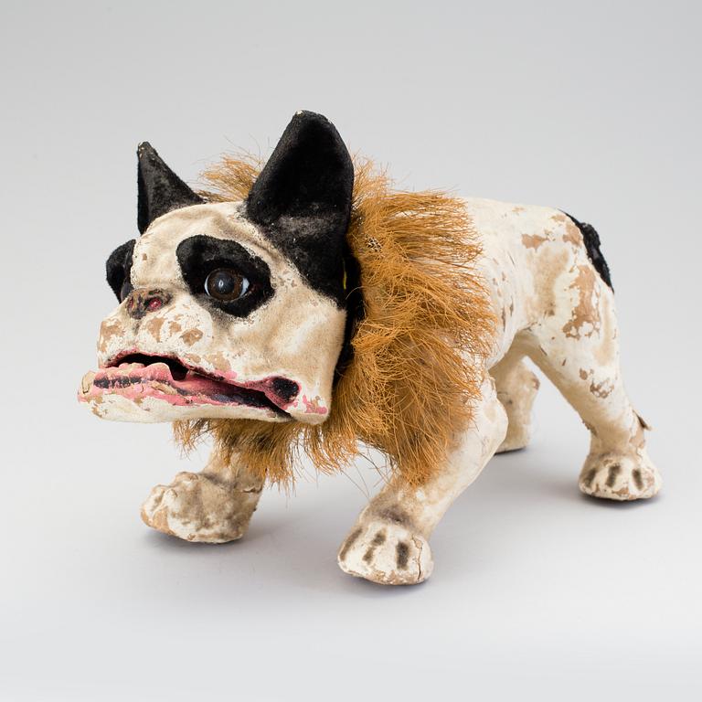 A papier mache french bulldog, France, ca 1900.