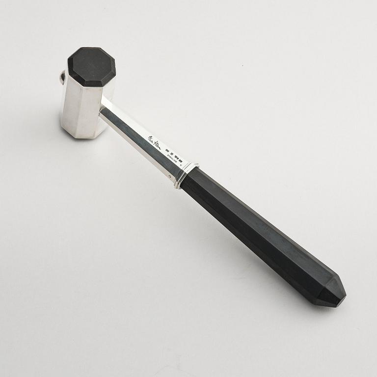 Wiwen Nilsson, a sterling silver and wood ceremonial mallet, Lund, Sweden, 1962.