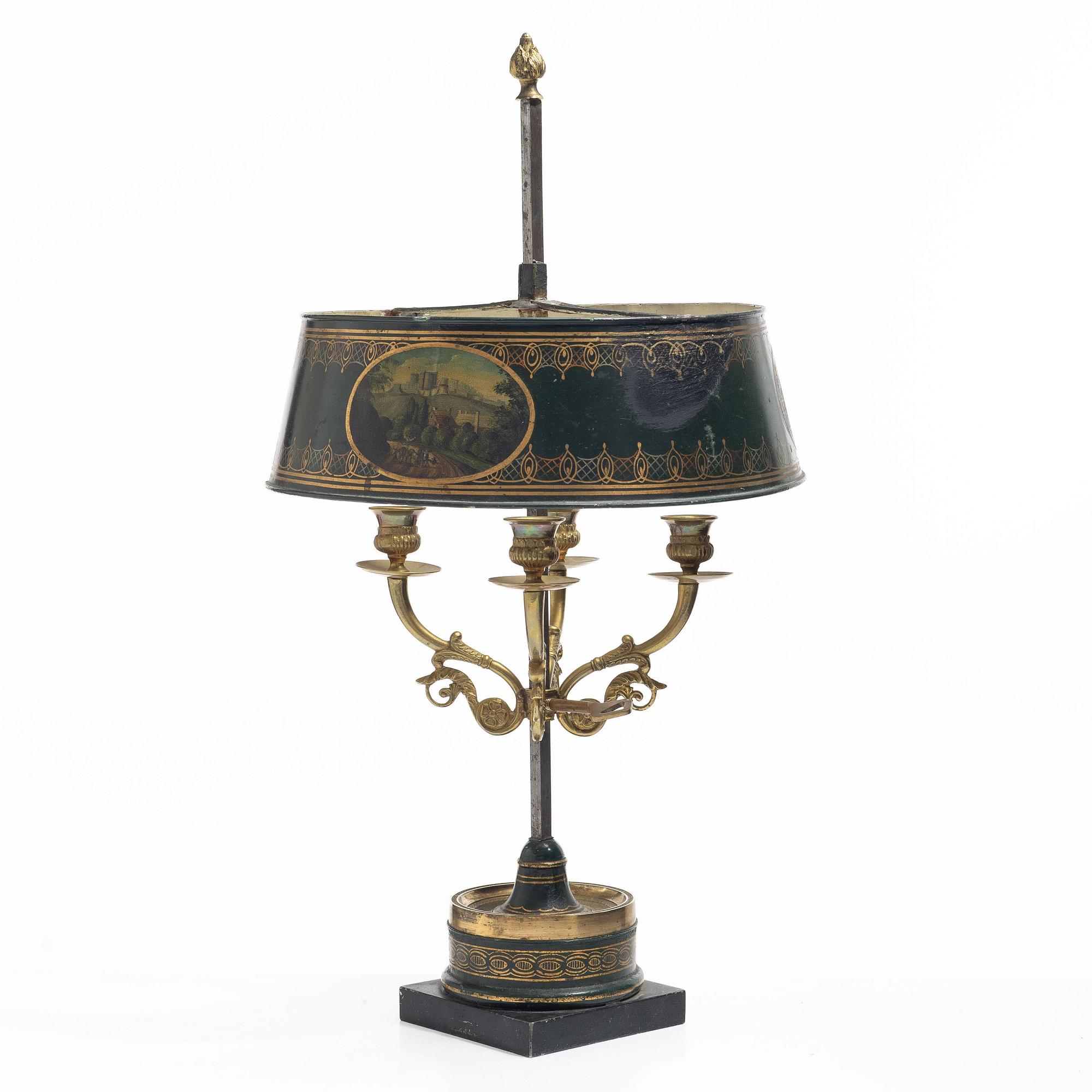 Bordslampa, sk bouillottelampa, 1800-tal.