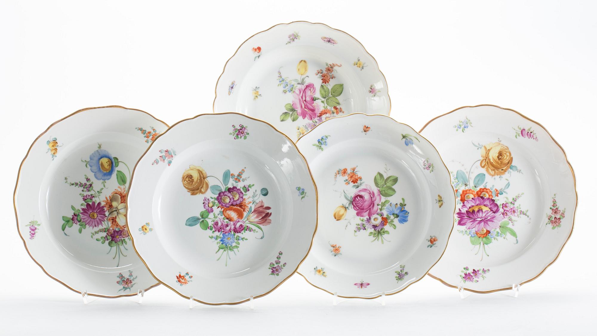 SERVISDELAR, Meissen 3 (+5) delar, 18/1900-tal.